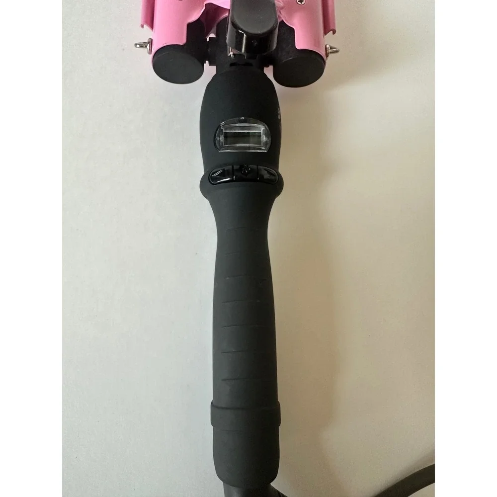 Pink 3 Barrel Hair Waver Digital Ceramic Beach Waves Curling Iron Alure 25mm 1in